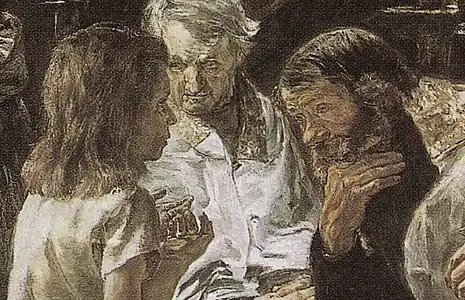 Max Liebermann, Jesús de doce años en el Templo, detalle, 1879.