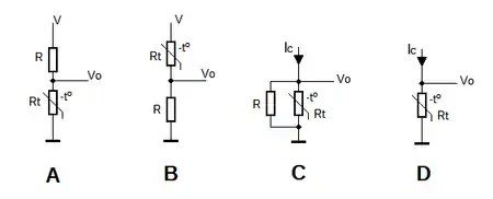 Figura 1: Circuitos de linealizacion de un termistor NTC...