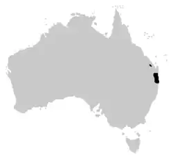 Distribución de Litoria pearsoniana.