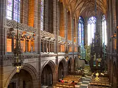 The Lady Chapel de la Catedral de Liverpool, diseñada por Giles Gilbert Scott y supervisada por G F Bodley