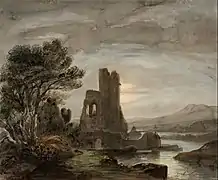Acuarela con ruinas. 1850. MNAC.