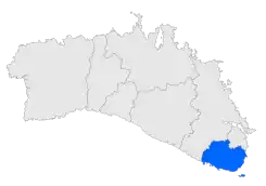 Extensión del municipio en la isla.