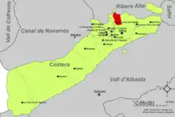 Localización en la comarca de La Costera