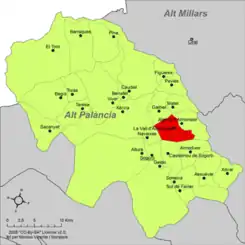 Localización en la comarca del Alto Palancia