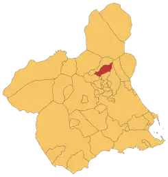 Término municipal de Blanca respecto a la Región de Murcia