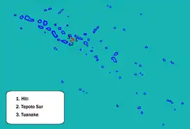 Localización Islas Raevski en las Tuamotu