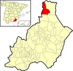 Extensión del municipio en la provincia.