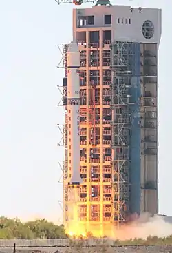Cohete Larga Marcha en la plataforma de lanzamiento, en octubre de 2016.