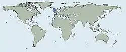 Mapa de localización de Lophelia pertusa