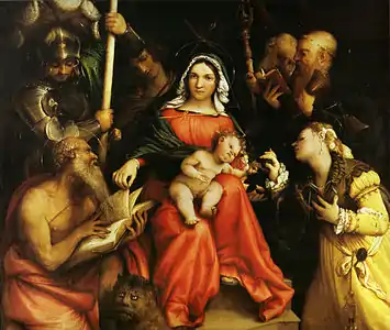 Lorenzo Lotto, La Virgen y el Niño entre santos