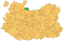 Extensión del municipio en la provincia.