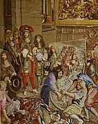 Luis XIV visita la manufactura de Gobelinos con Jean-Baptiste Colbert en 1667.