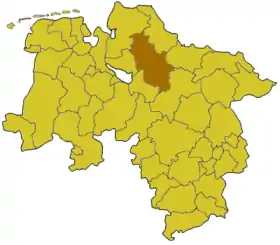 Lage des Landkreises Rotenburg (Wümme) in Niedersachsen