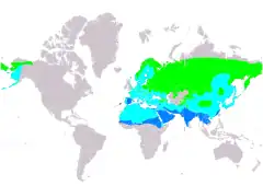 Distribución de  Luscinia svecica