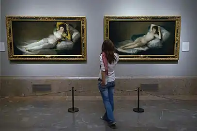 La maja vestida y La maja desnuda en el Museo del Prado son oleos de Francisco de Goya y Lucientes