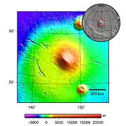 Topografía del área de Elysium Mons, de MOLA