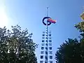 Maibaum con la bandera de Alemania durante la final de la Copa Mundial de Fútbol de 2006