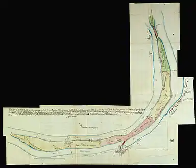 Mapa de 1783 que muestra el desvío del río Sena