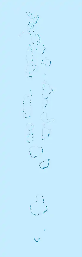 Mapa de Maldivas con la marca de la ubicación de Milaidhoo