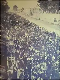 Manifestación unionista del 11 de marzo de 1920. Tras arremeter violentamente contra esta manifestación el gobierno de Estrada Cabrera empezó a tambalearse.