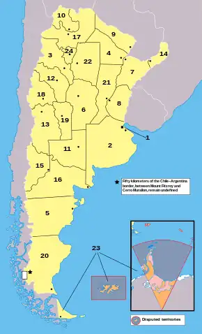 Argentina: carta de provincias