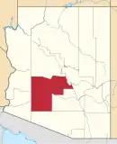 Mapa de Arizona con la ubicación del condado de Maricopa