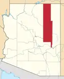 Mapa de Arizona con la ubicación del condado de Navajo