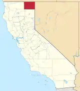 Mapa de California con la ubicación del condado de Modoc