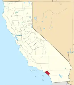 Mapa de California con la ubicación del condado de Orange