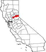 Mapa de California con la ubicación del condado de Placer