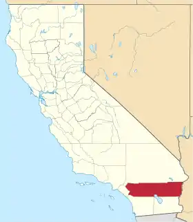 Mapa de California con la ubicación del condado de Riverside