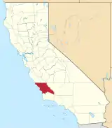 Mapa de California con la ubicación del condado de San Luis Obispo