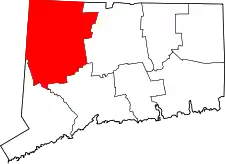 Mapa de Connecticut con la ubicación del condado de Litchfield