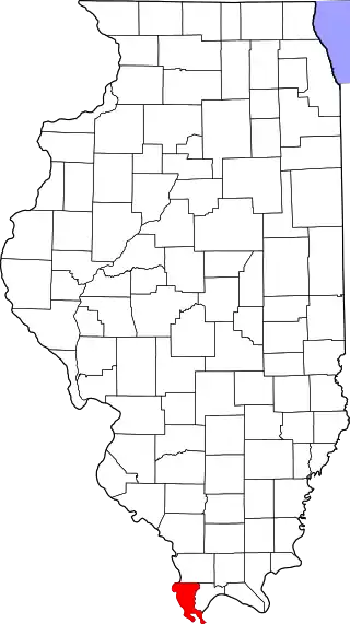 Mapa de Illinois con la ubicación del condado de Alexander