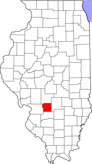 Mapa de Illinois con la ubicación del condado de Bond