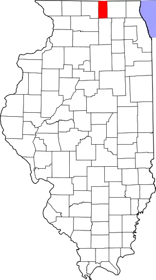 Mapa de Illinois con la ubicación del condado de Boone