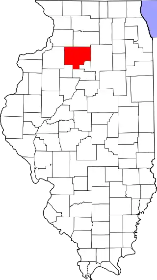 Mapa de Illinois con la ubicación del condado de Bureau