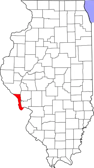 Mapa de Illinois con la ubicación del condado de Calhoun