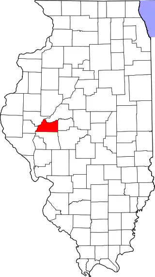 Mapa de Illinois con la ubicación del condado de Cass