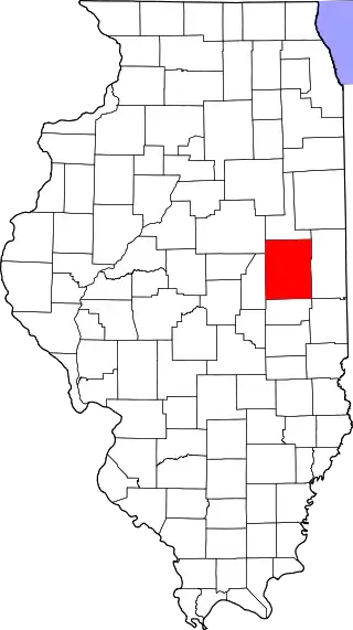Mapa de Illinois con la ubicación del condado de Champaign