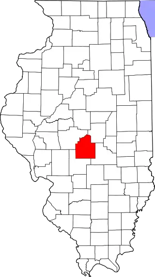 Mapa de Illinois con la ubicación del condado de Christian