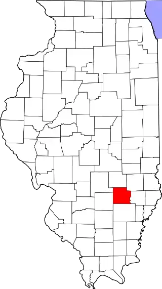 Mapa de Illinois con la ubicación del condado de Clay