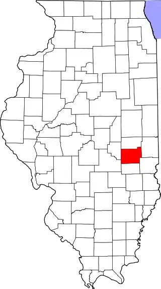 Mapa de Illinois con la ubicación del condado de Coles