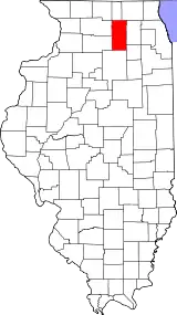 Mapa de Illinois con la ubicación del condado de DeKalb