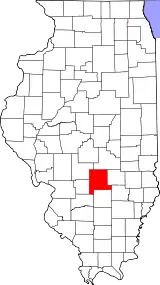 Mapa de Illinois con la ubicación del condado de Fayette