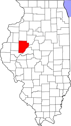 Mapa de Illinois con la ubicación del condado de Fulton