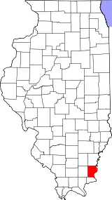 Mapa de Illinois con la ubicación del condado de Gallatin