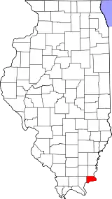 Mapa de Illinois con la ubicación del condado de Hardin