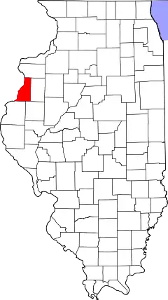 Mapa de Illinois con la ubicación del condado de Henderson