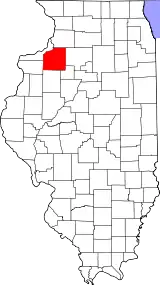 Mapa de Illinois con la ubicación del condado de Henry